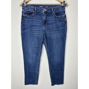 Old Navy Jeans Boyfriend Mid Rise Women’s Size 10 Blue Denim Cropped Raw Hem